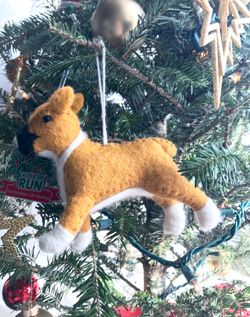 boxer dog christmas tree ornament